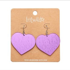 Love Heart Mirror Drop Purple Earrings by Erstwilder x Spellbound